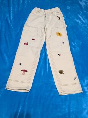 ✨ Cream Carpenter Pants with Embroidered Stitching ✨